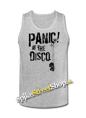 PANIC AT THE DISCO - Biele Logo - Mens Vest Tank Top - šedé