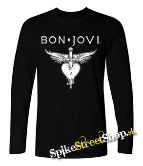 BON JOVI - Heart - čierne pánske tričko s dlhými rukávmi