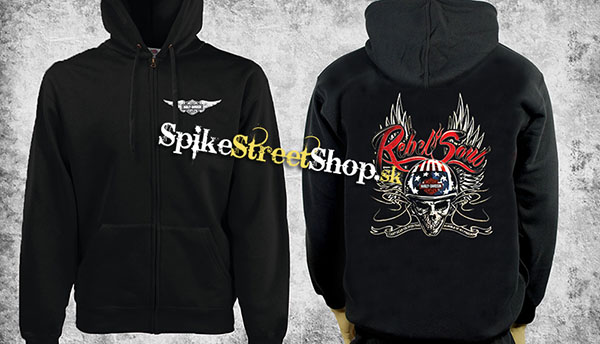 HARLEY DAVIDSON - Rebel Soul - čierna pánska mikina na zips