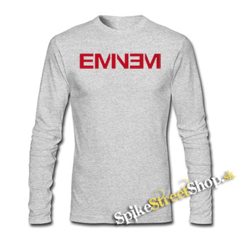 EMINEM - Red Logo - šedé pánske tričko s dlhými rukávmi