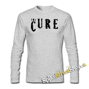 THE CURE - Logo - šedé pánske tričko s dlhými rukávmi