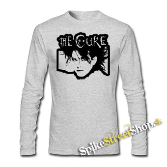THE CURE - Robert Smith Portait - šedé pánske tričko s dlhými rukávmi
