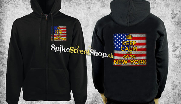 KEEP CALM AND GO TO NEW YORK - čierna pánska mikina na zips