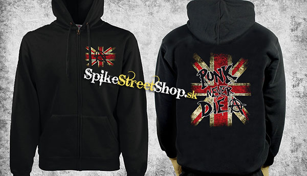 PUNK NEVER DIE - čierna pánska mikina na zips