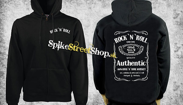 ROCK ´N´ ROLL - Jack Daniels Logo - čierna pánska mikina na zips