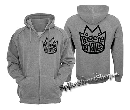 BIGGIE SMALLS - Logo - šedá pánska mikina na zips