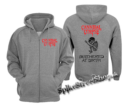 CANNIBAL CORPSE - Butchered At Birth - šedá pánska mikina na zips