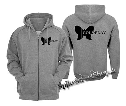 COLDPLAY - Butterfly Logo - šedá pánska mikina na zips