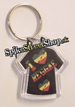 Kľúčenka I LOVE REGGAE - Rasta Colors (mini tričko) (Výpredaj)