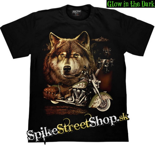 BIKER COLLECTION - Be Free As Wolf 2 - čierne pánske tričko