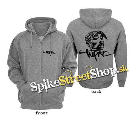 2 PAC - Portrait - šedá pánska mikina na zips
