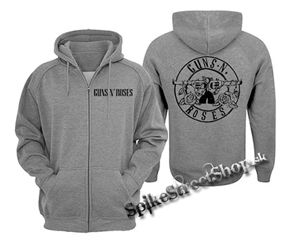 GUNS N ROSES - Circle Logo - šedá pánska mikina na zips