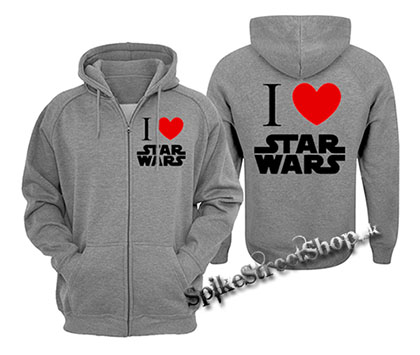I LOVE STAR WARS - šedá pánska mikina na zips