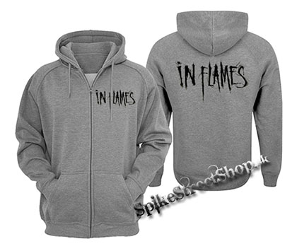 IN FLAMES - Logo - šedá pánska mikina na zips