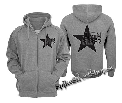 JUSTIN BIEBER - Star - šedá pánska mikina na zips