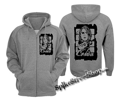 KURT COBAIN - Guitar - šedá pánska mikina na zips