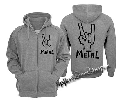METAL - šedá pánska mikina na zips