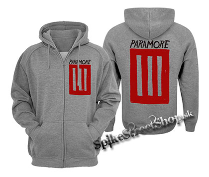 PARAMORE - 3 Bar - šedá pánska mikina na zips
