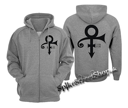 PRINCE - Signature 1958-2016 - šedá pánska mikina na zips