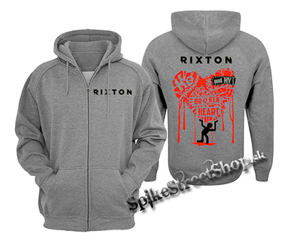 RIXTON - Me And My Broken Heart - šedá pánska mikina na zips