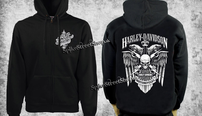 HARLEY DAVIDSON - Herb - čierna pánska mikina na zips