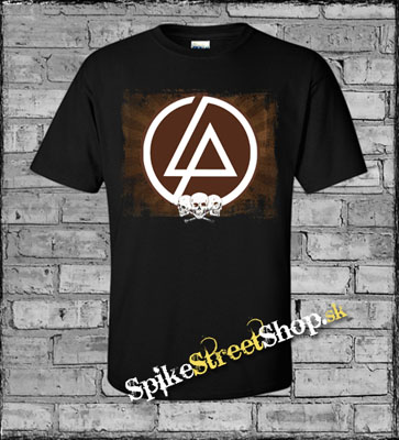 LINKIN PARK - Brown Logo And Skulls - čierne detské tričko