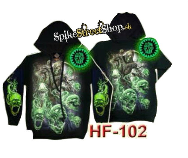 GOTHIC COLLECTION - Green Skulls Reaper - čierna pánska mikina