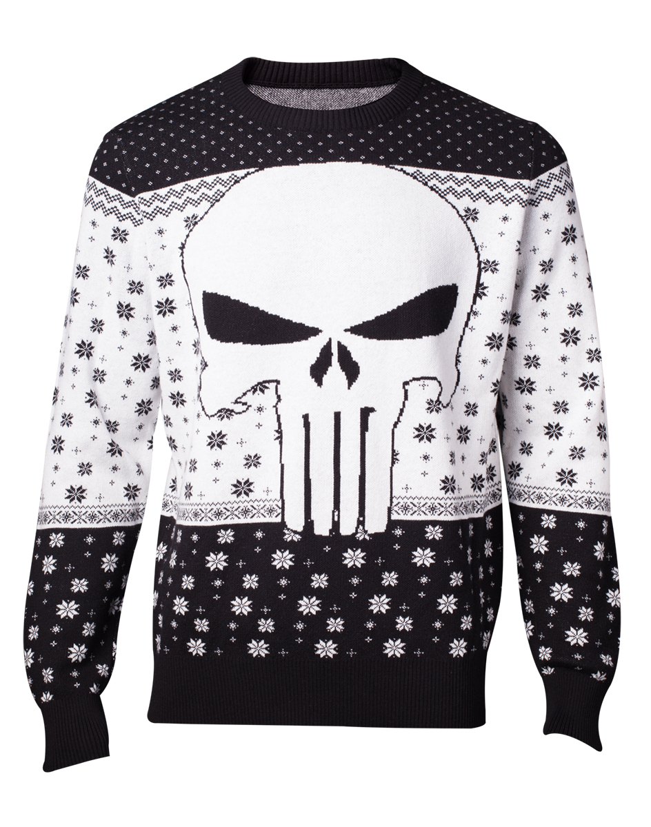 MARVEL - Punisher X-mas Men's Jumper - čiernobiely pánsky sveter