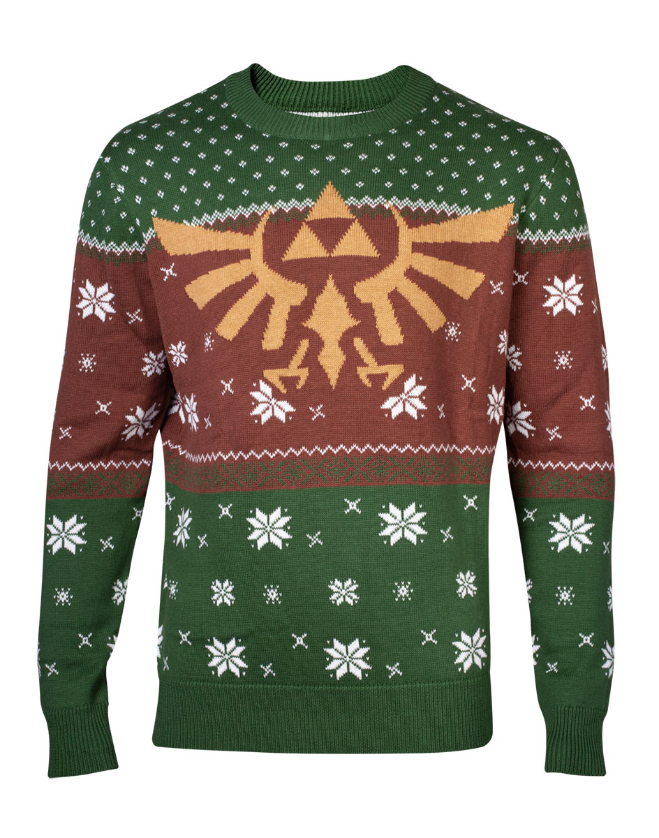 NINTENDO - Golden Hyrule Knitted Christmas Sweater - zelený pánsky sveter