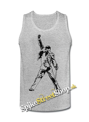 FREDDIE MERCURY - Portrait - Mens Vest Tank Top - šedé