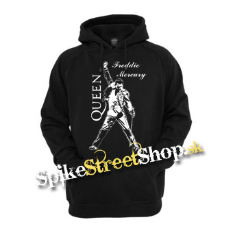FREDDIE MERCURY - Logo & Portrait - čierna pánska mikina