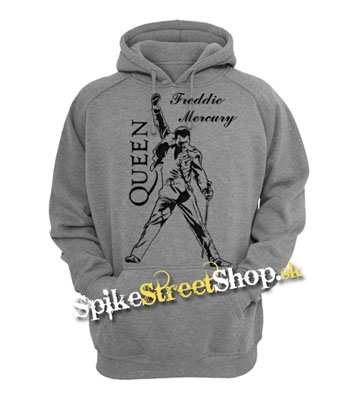 FREDDIE MERCURY Logo & Portrait - šedá pánska mikina