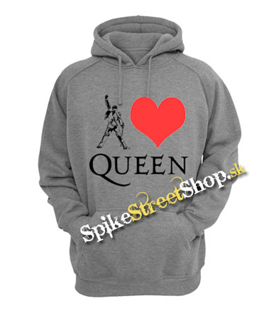 I LOVE QUEEN - šedá pánska mikina
