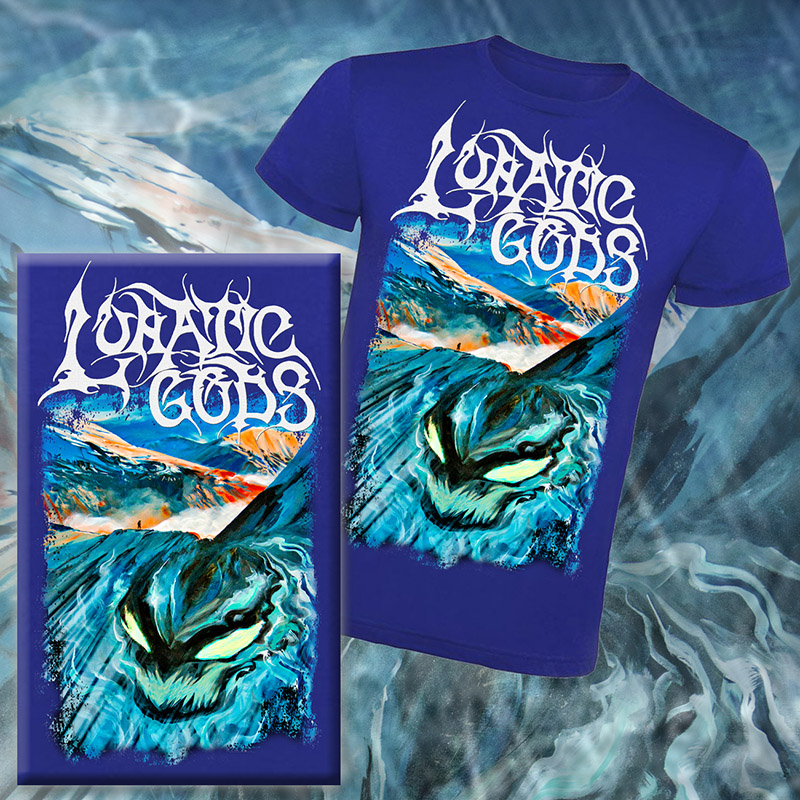 LUNATIC GODS - Čiernohlav & Classic Logo - modré pánske tričko