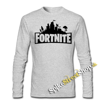 FORTNITE - Logo - šedé pánske tričko s dlhými rukávmi