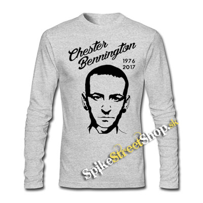 CHESTER BENNINGTON - Portrait Years - šedé pánske tričko s dlhými rukávmi