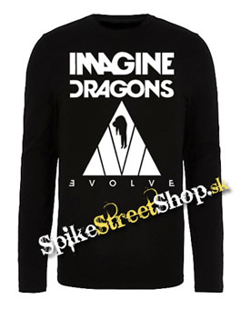 IMAGINE DRAGONS - Evolve Triangle White - čierne pánske tričko s dlhými rukávmi
