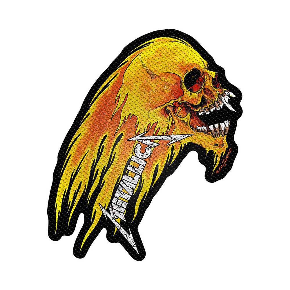METALLICA - Flaming Skull Cut-Out - nášivka