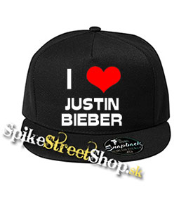I LOVE JUSTIN BIEBER - čierna šiltovka model "Snapback"