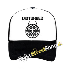 DISTURBED - Logo - čiernobiela sieťkovaná šiltovka model "Trucker"