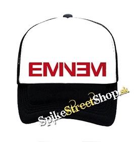 EMINEM - Red Logo - čiernobiela sieťkovaná šiltovka model "Trucker"