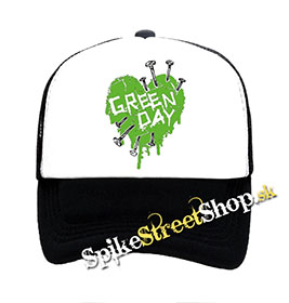 GREEN DAY - Green Heart - čiernobiela sieťkovaná šiltovka model "Trucker"