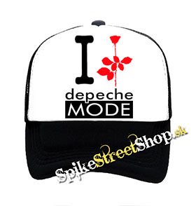 I LOVE DEPECHE MODE - čiernobiela sieťkovaná šiltovka model "Trucker"