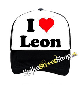 I LOVE LEON - čiernobiela sieťkovaná šiltovka model "Trucker"