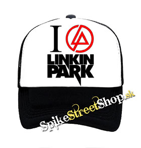 I LOVE LINKIN PARK - Crest - čiernobiela sieťkovaná šiltovka model "Trucker"