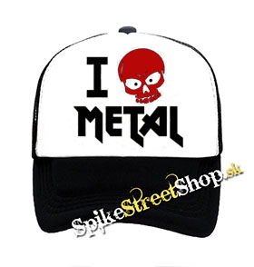I LOVE METAL - čiernobiela sieťkovaná šiltovka model "Trucker"