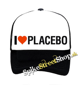 I LOVE PLACEBO - čiernobiela sieťkovaná šiltovka model "Trucker"