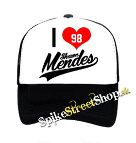 I LOVE SHAWN MENDES - čiernobiela sieťkovaná šiltovka model "Trucker"