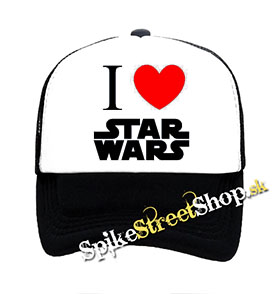 I LOVE STAR WARS - čiernobiela sieťkovaná šiltovka model "Trucker"