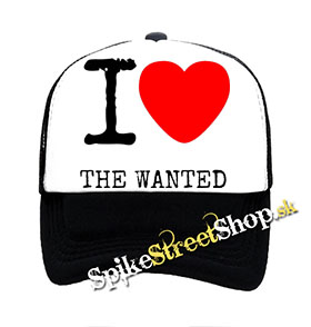 I LOVE THE WANTED - čiernobiela sieťkovaná šiltovka model "Trucker"